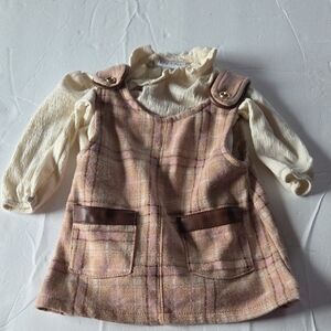 Nicole Miller Pink and Cream Plaid Pinafore